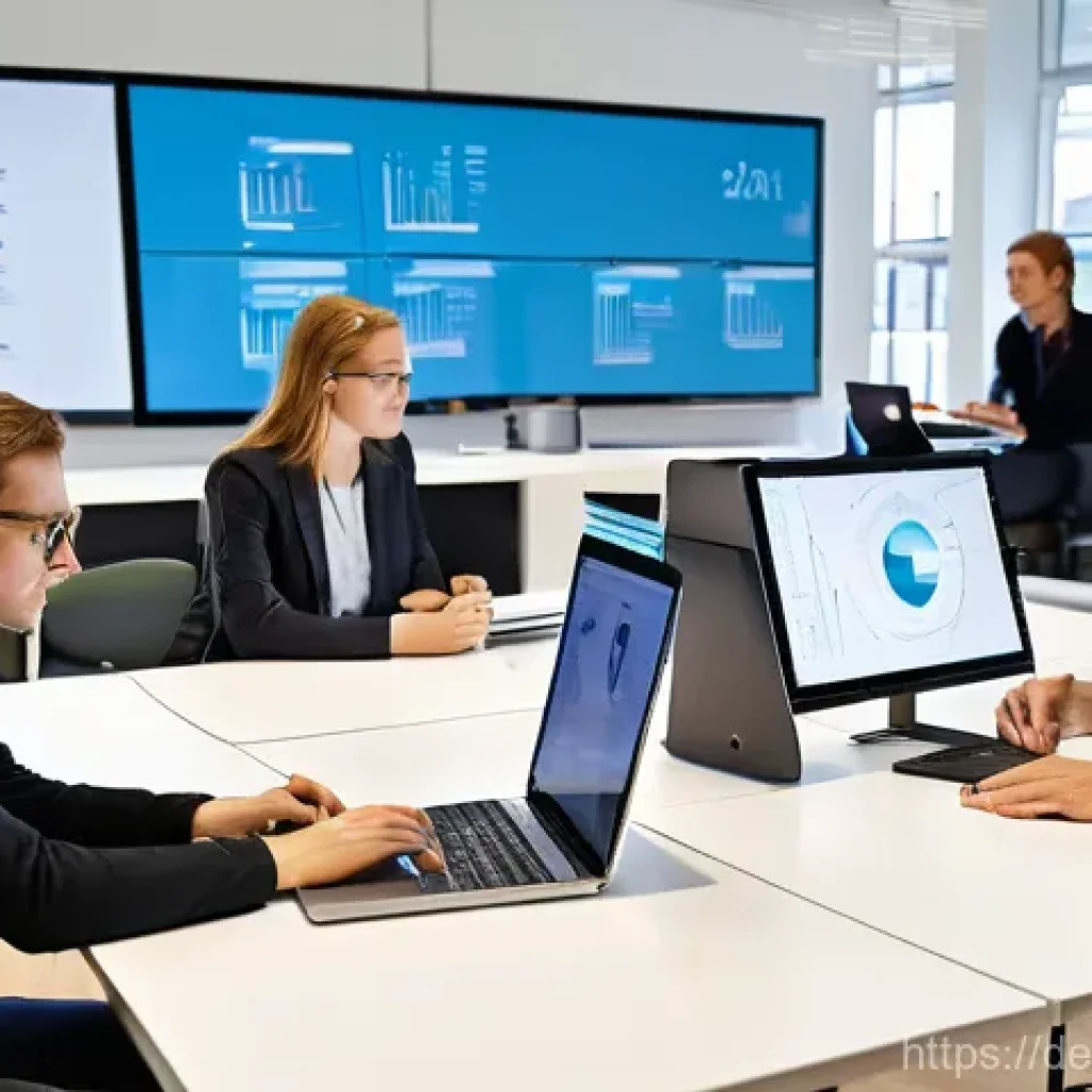 사회적 이동과 경제 구조 - **Prompt: The Digital Transformation of Work**
    "A vibrant, dynamic scene inside a modern, open-p...