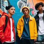 청년 문화와 사회적 정체성 - A vibrant urban street scene in Berlin showcasing young people blending global and local streetwear ...